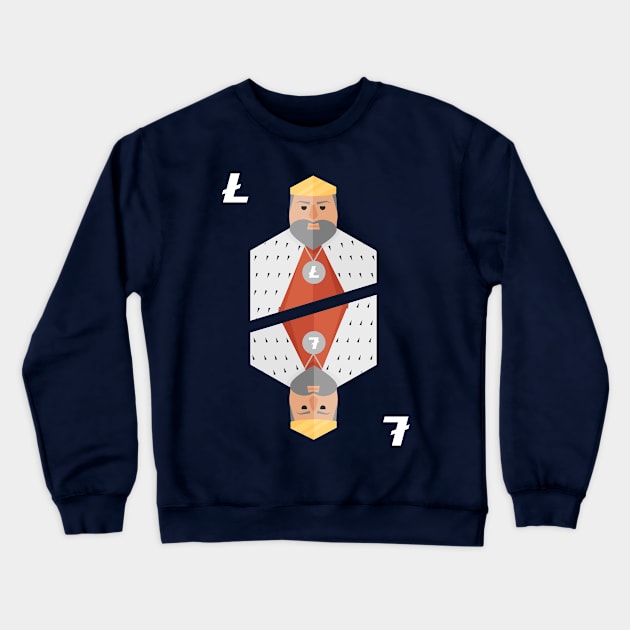 Litecoin Cryptocurrency King Crewneck Sweatshirt by vladocar